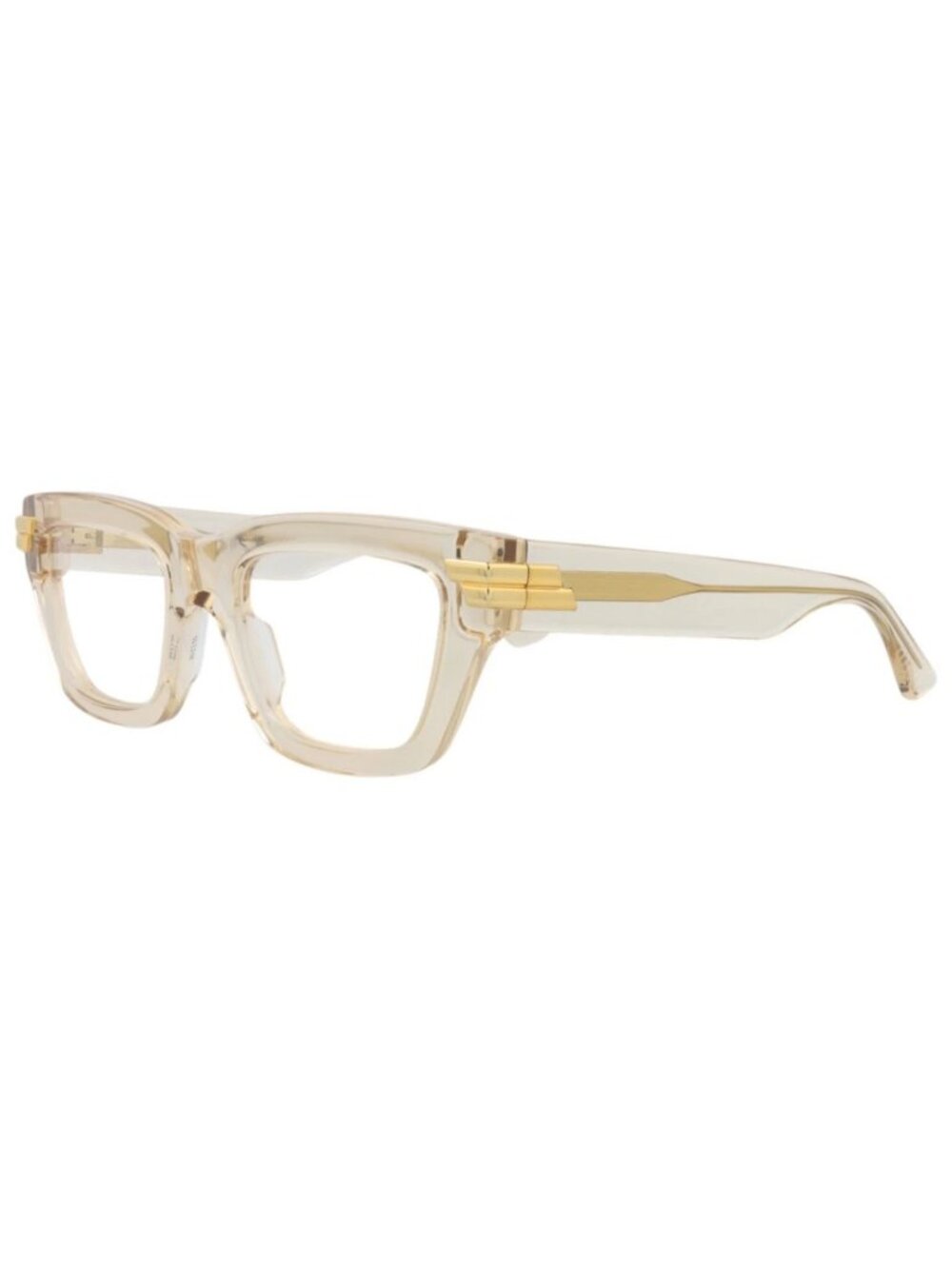 New Bottega Veneta Women's Eyeglasses Square Rectangle Acetate Frame Beige Beige